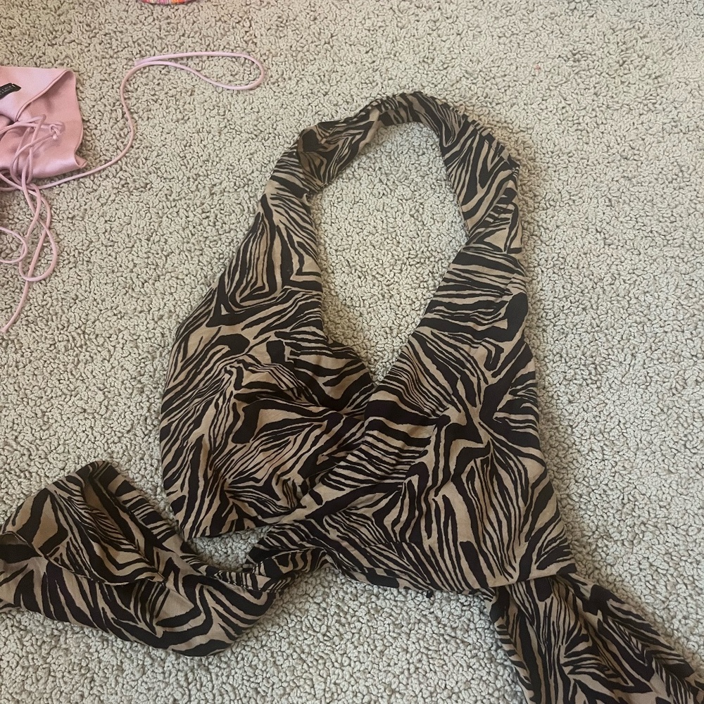L'Academie The Kathryn Top in Tan Abstract Tiger
